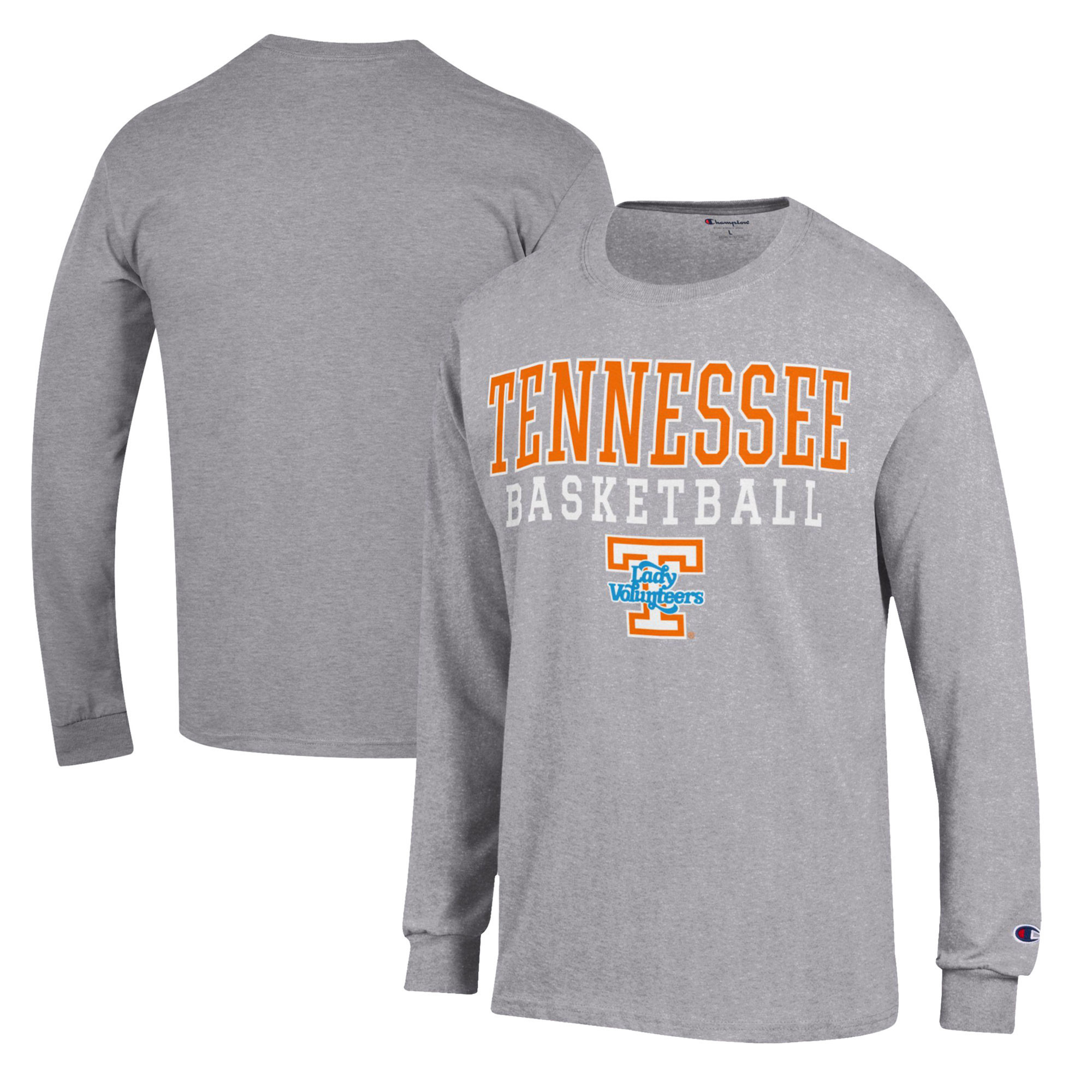 Men's Champion Heather Gray Tennessee Volunteers Lady Vols Basketball Stack Long Sleeve T-Shirt | Fanatics