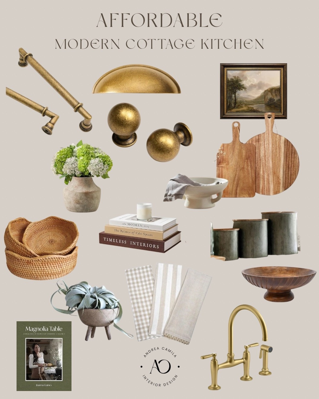 Modern cottage kitchen. Affordable. Wall scones, plug-in light. Brown wood table lamp, country Road vintage gold, framed art canvas, ceramic bowl, ceramic flower base, rattan bread, basket, cotton tea towels, organic planter, wooden bowl, hand carved kitchen canisters set cutting boards for display Kohler studio McGee kitchen faucet widespread brass antique knobs, antique handles cup pulls hardware cookbook

#LTKHome #LTKSaleAlert #LTKmomlife