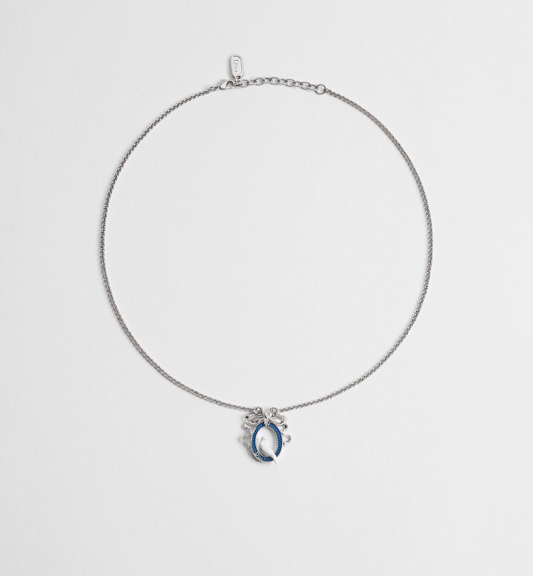 Dior Médaillon Necklace Silver-Finish Metal, White Resin and Blue Lacquer | DIOR | Christian Dior Parfums UK