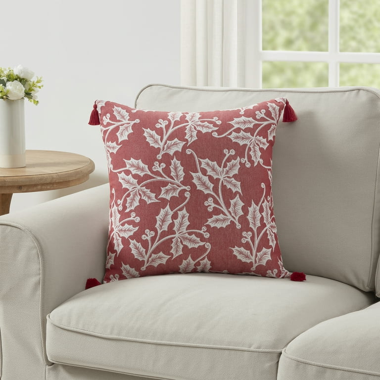 My Texas House Holly 20" x 20" Reversible Red Tassel Decorative Pillow Cover | Walmart (US)