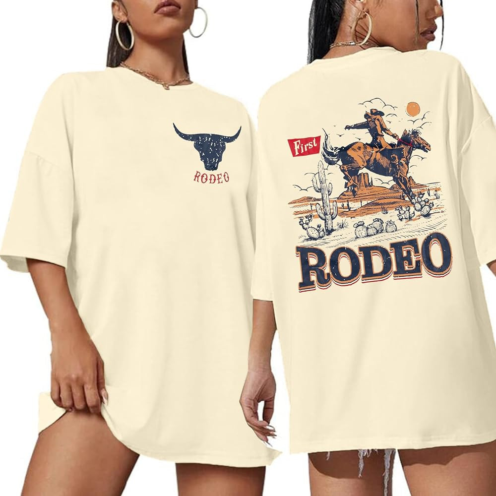 Rodeo Shirts Women Cowgirl Outfits: Casual Country Concert T Shirts Vintage Cow Skull Graphic Tee... | Amazon (US)