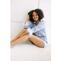 2Pc Long Sleeve & Shorts, Bridesmaid Pajama, Matching Satin Pajama With Feather, Pjs, Bridal Party W | Etsy (US)