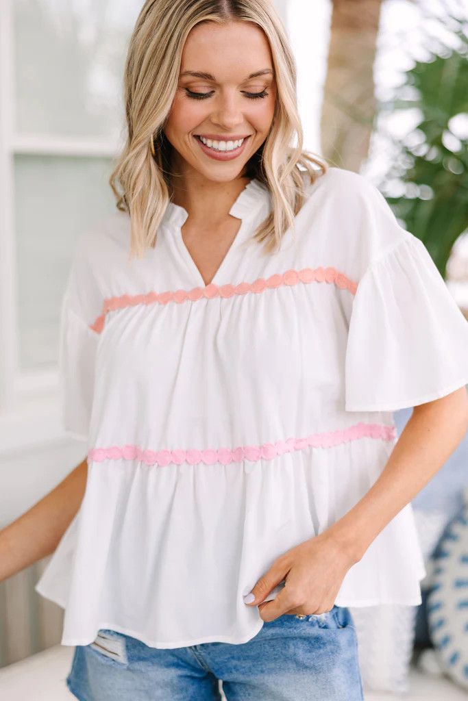 Just Can't Lose White Printed Blouse | The Mint Julep Boutique