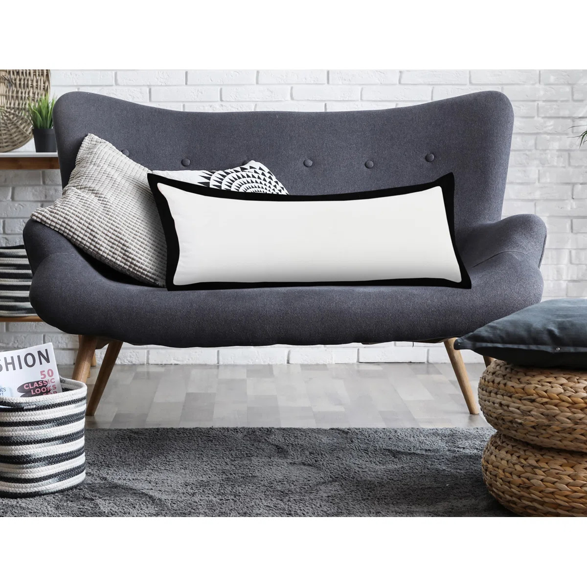 Everyday Bordered Hand-Made 100% Cotton Oversized / King Lumbar Accent Pillow | Wayfair North America