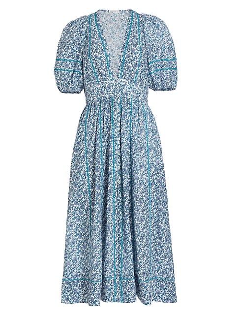 Reine Floral Puff-Sleeve Dress | Saks Fifth Avenue (UK)
