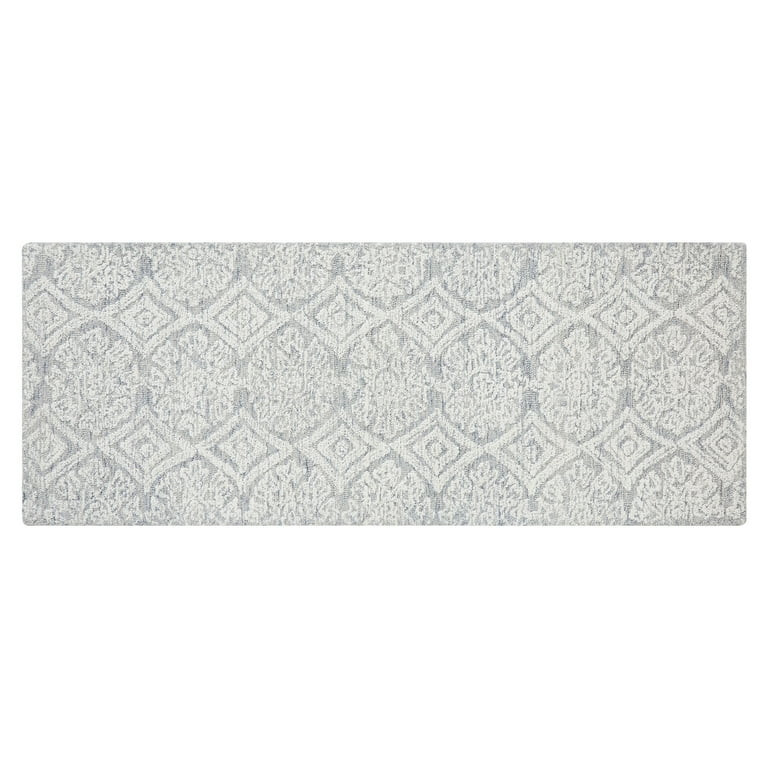 Better Homes & Gardens Suzani Light Grey Medallion Wool Indoor Rug Runner, 2.5' x 7' | Walmart (US)