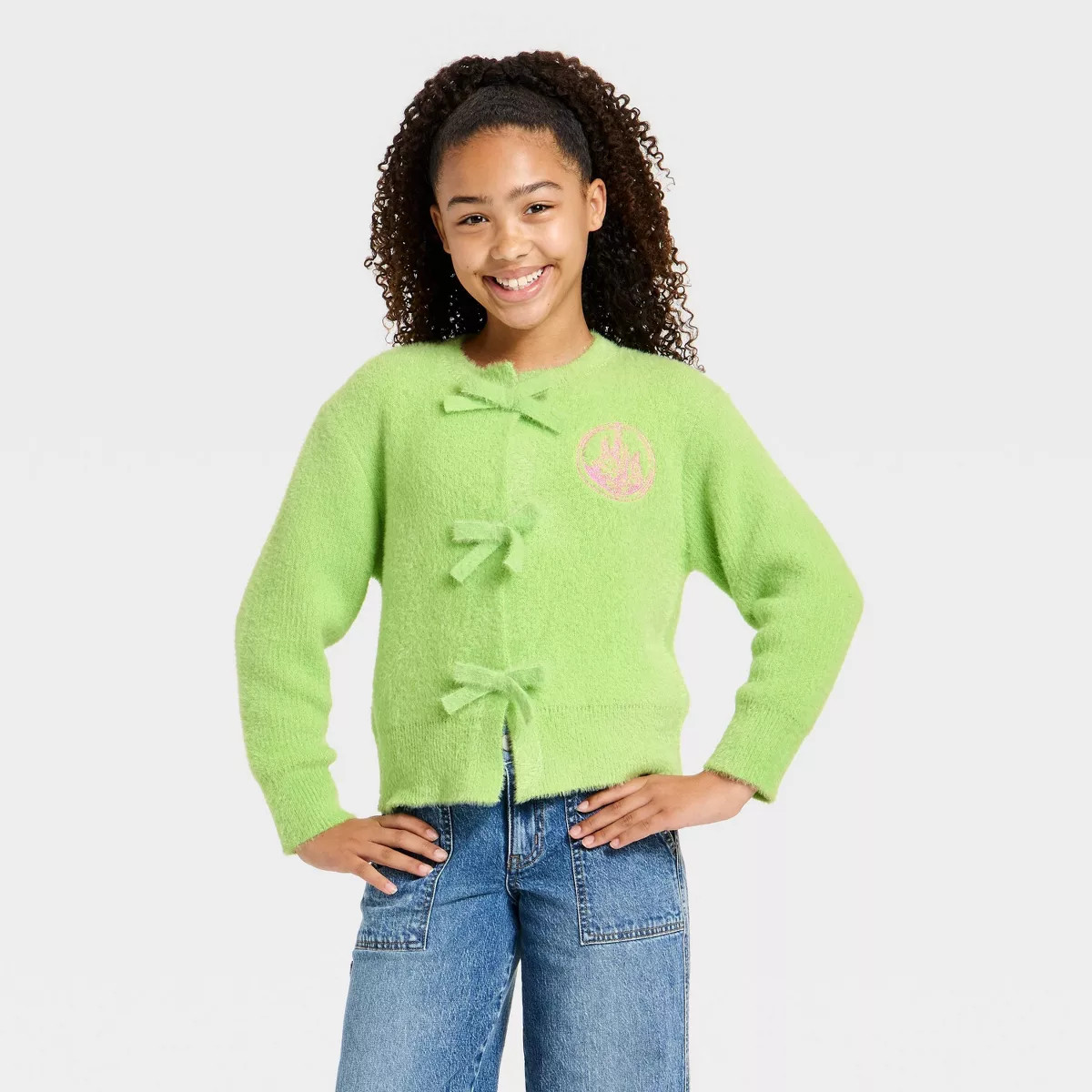Wicked x Katie Kime Girls' Emerald City Embroidered Cardigan - Lime Green L | Target