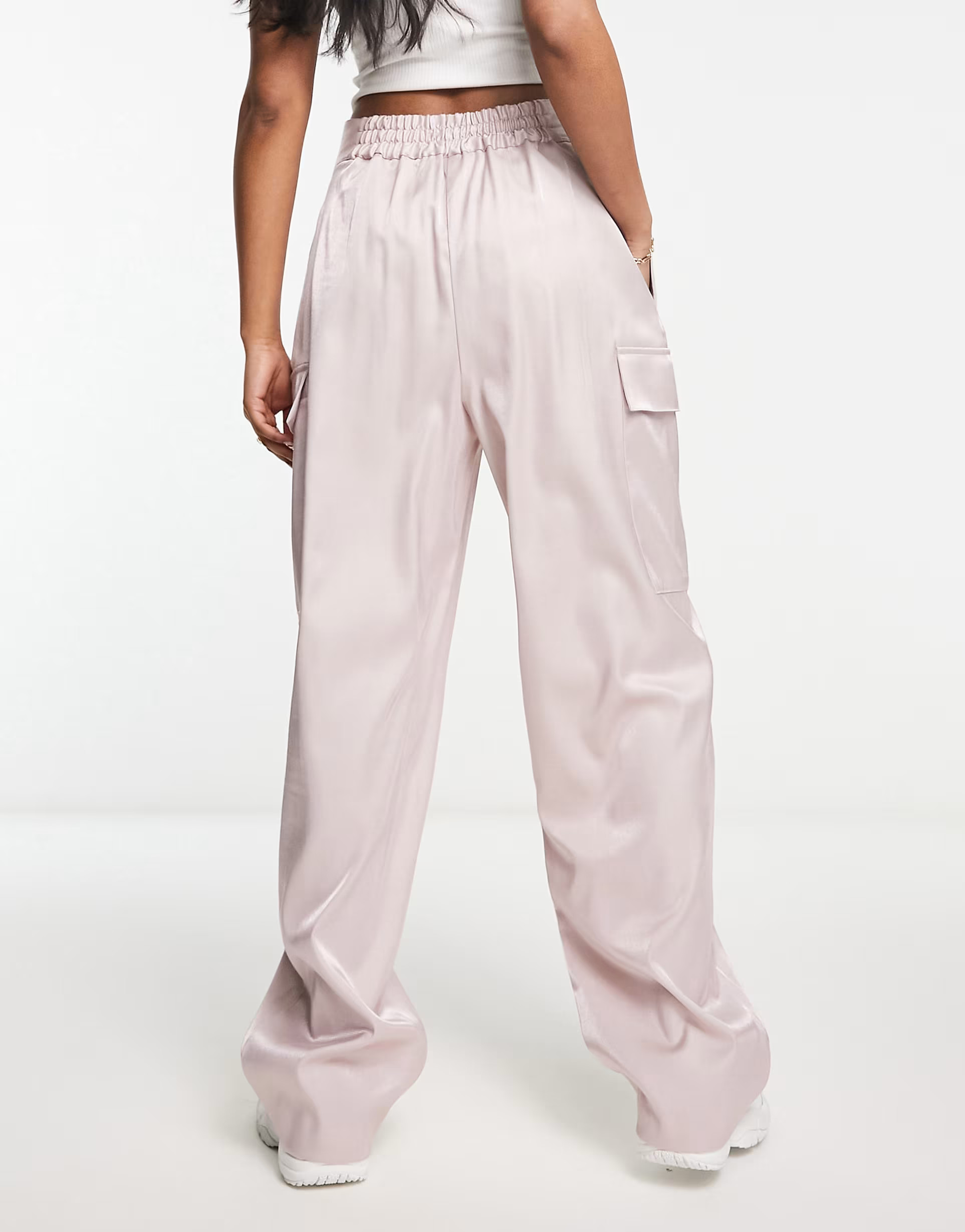 River Island satin utility pants in light pink | ASOS (Global)