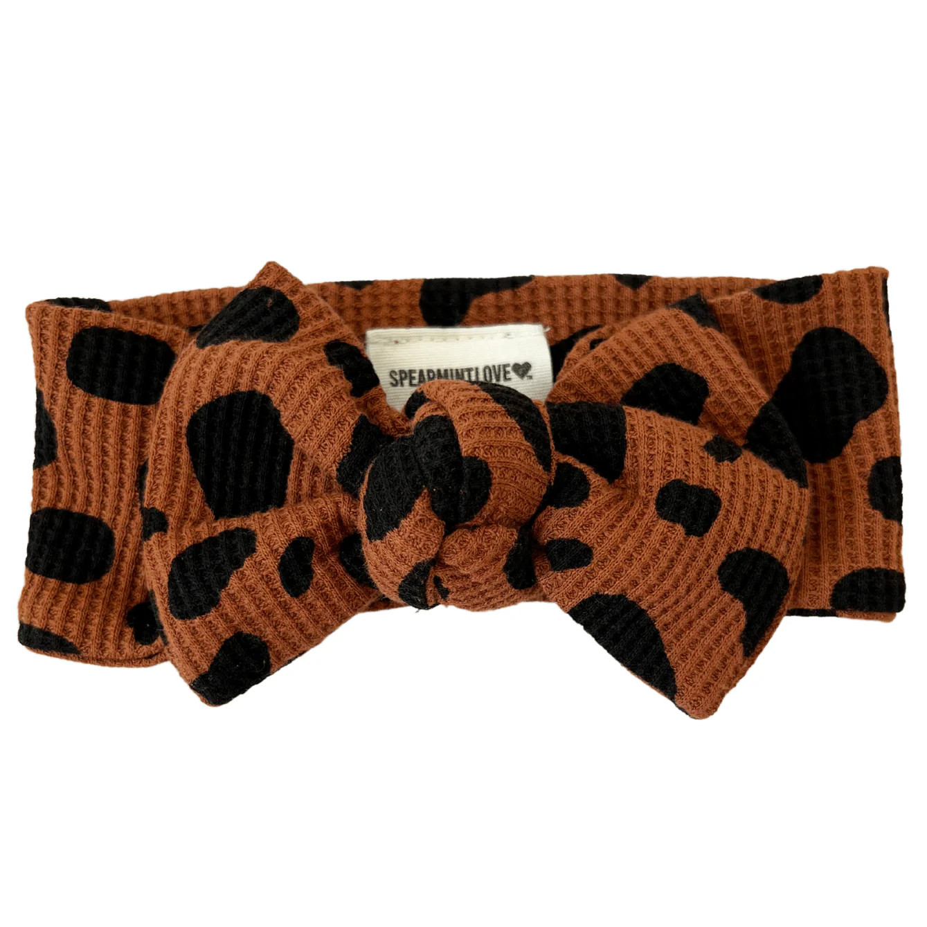 Organic Waffle Knot Bow, Black Spot | SpearmintLOVE