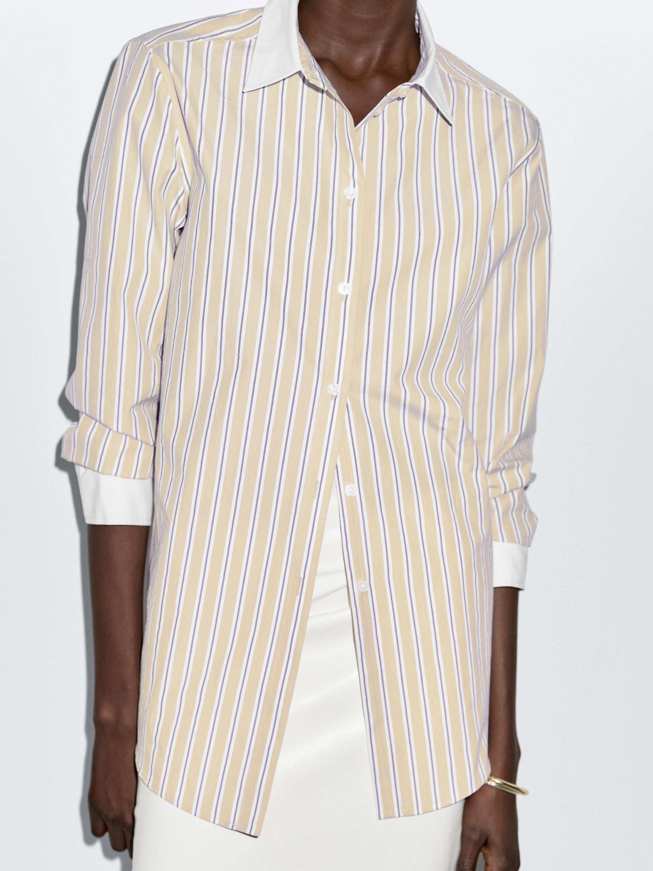 Striped shirt with contrast detail | Massimo Dutti UK