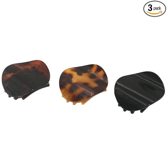 Parcelona French Onde Tortoise Shell Black and Savana Small 2” Celluloid Set of 3 Round Side Sl... | Amazon (US)