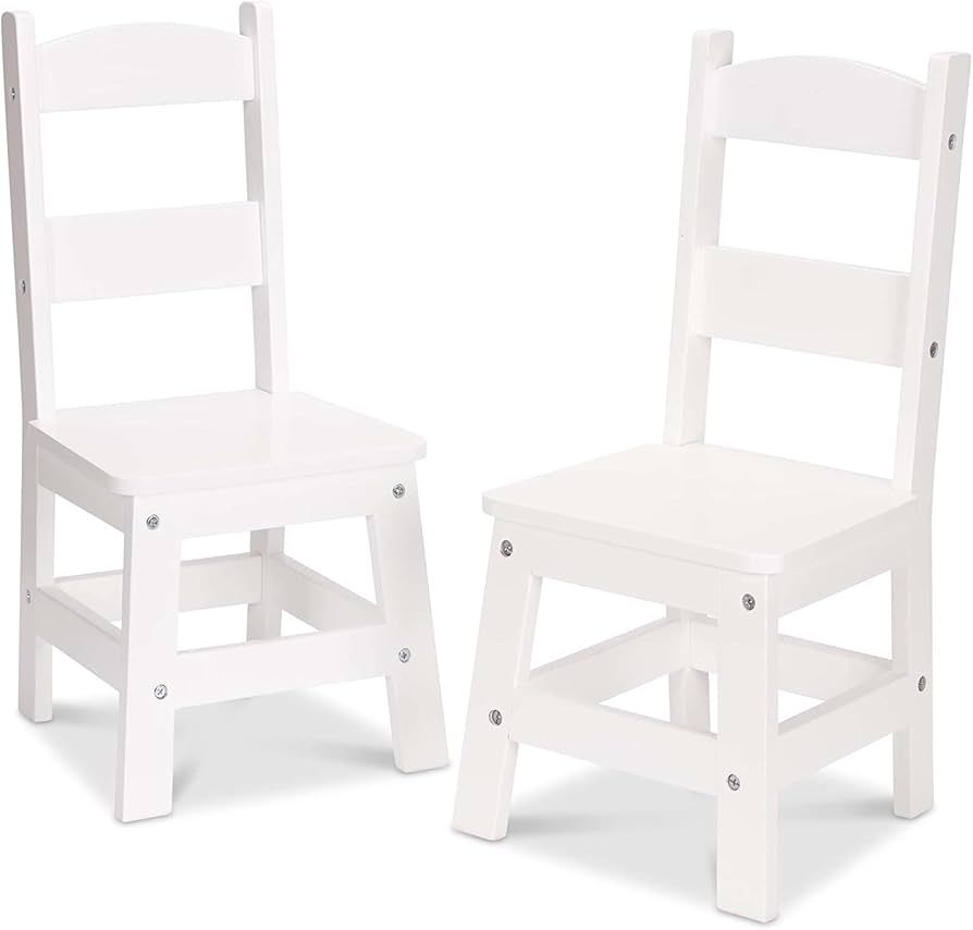 Melissa & Doug Wooden Chairs, Set of 2 - White Furniture for Playroom - Kid's Play Chairs, Toddle... | Amazon (US)