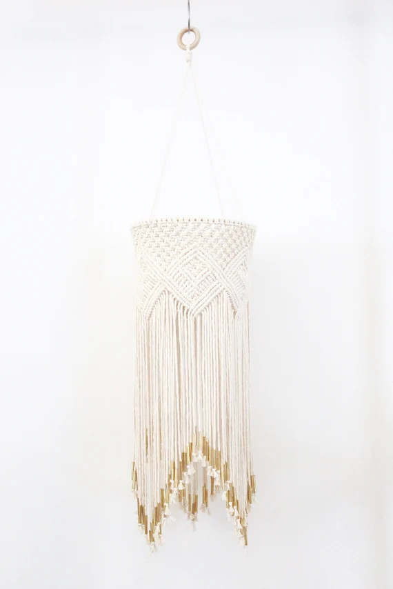 Macrame Chandelier | Macrame Hanging Light | Macrame Lantern | Macrame Mobile - GILDED Lantern | Etsy (US)