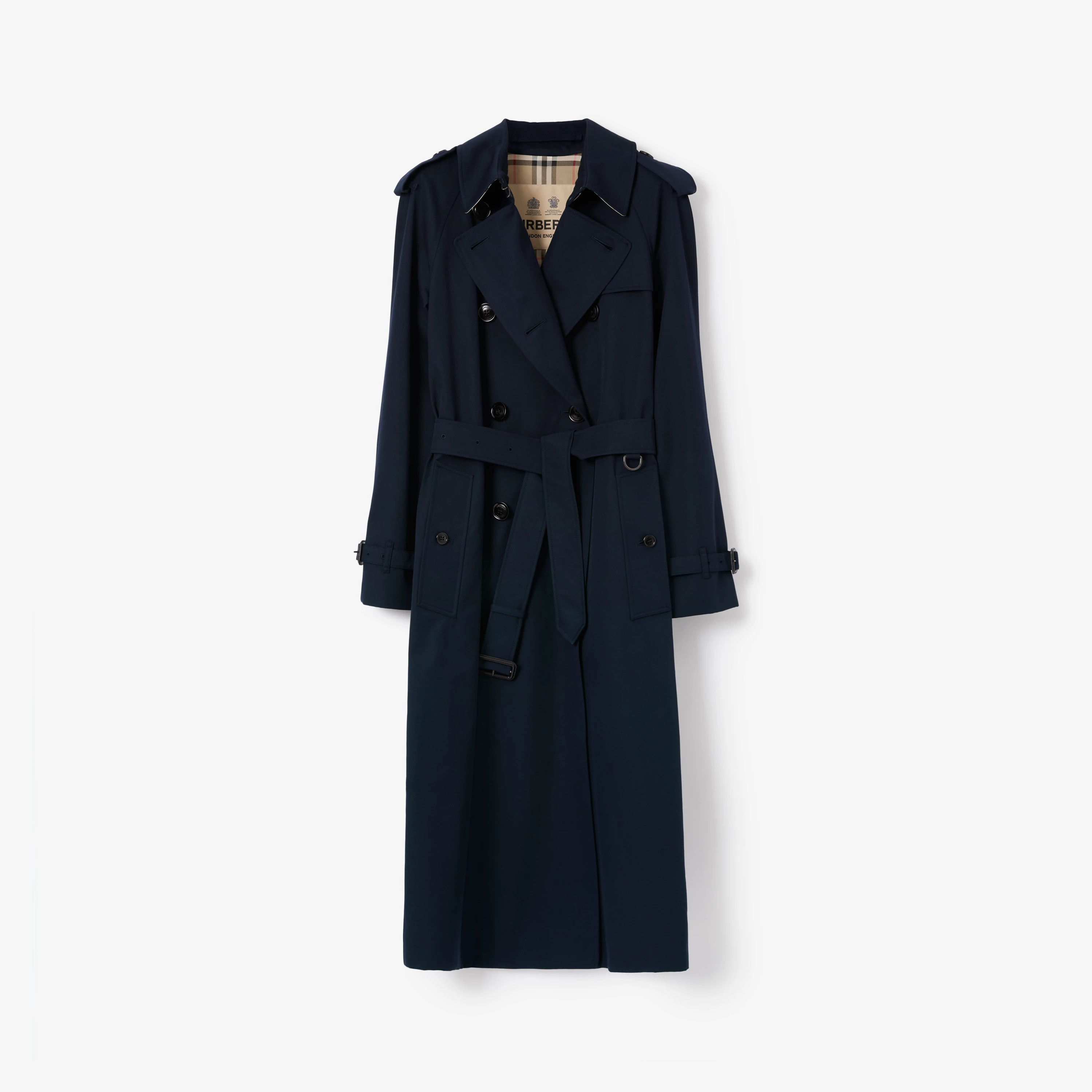 Long Waterloo Heritage Trench Coat in Coal blue - Women, Cotton Gabardine | Burberry® Official | Burberry (US)