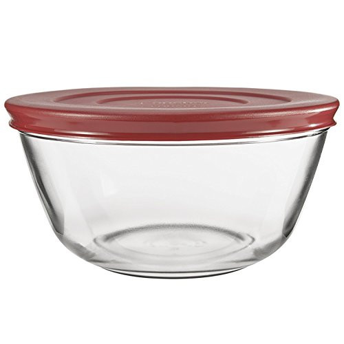 Anchor Hocking 91858 Glass Mixing Bowls with Lids, Cherry, 4 Quart (Set of 2) - | Amazon (US)