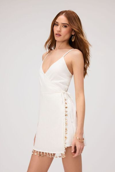 Seashell-Trim Wrap Romper | Forever 21