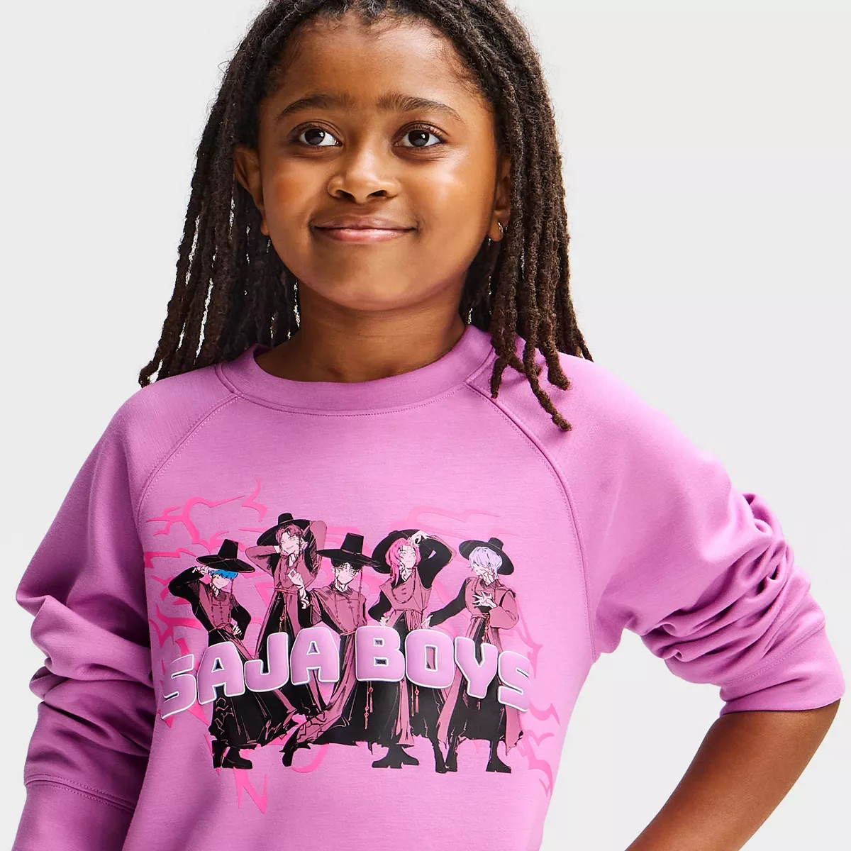 Girls' KPop Demon Hunters "Saja Boys" Scuba Sweatshirt - Lavender XS | Target
