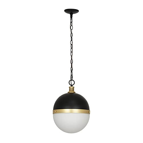 Catalina 20588-001 Modern 2-Tone Round Glass Pendant Ceiling Light, 12 in, Matte Black and Gold | Amazon (US)