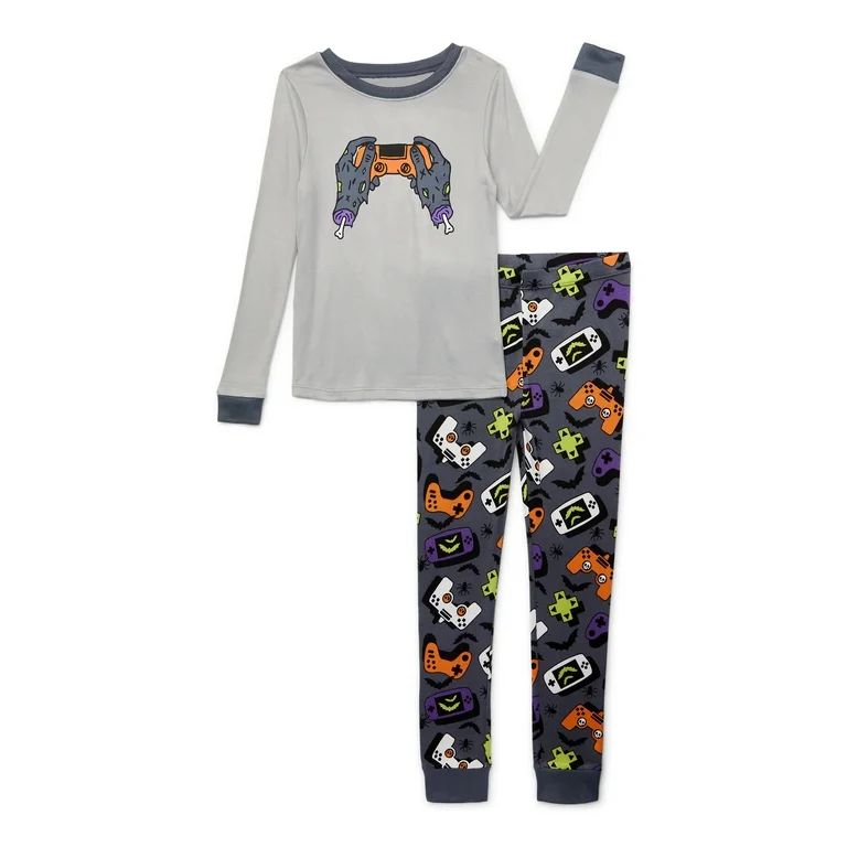 Wonder Nation Boys Halloween Long Sleeve Top and Pants, 2-Piece Sleep Pajama Set, Sizes 4-10 - Wa... | Walmart (US)