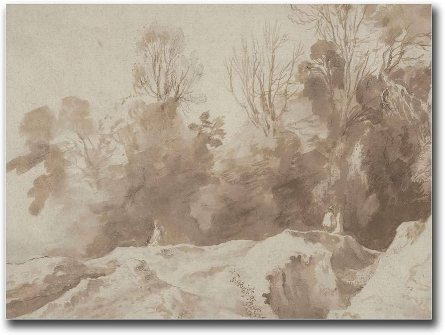 HSCFWYLN Canvas Painting Poster and Print Vintage Sepia Landscape Neutral Print Watercolor Sepia ... | Amazon (US)