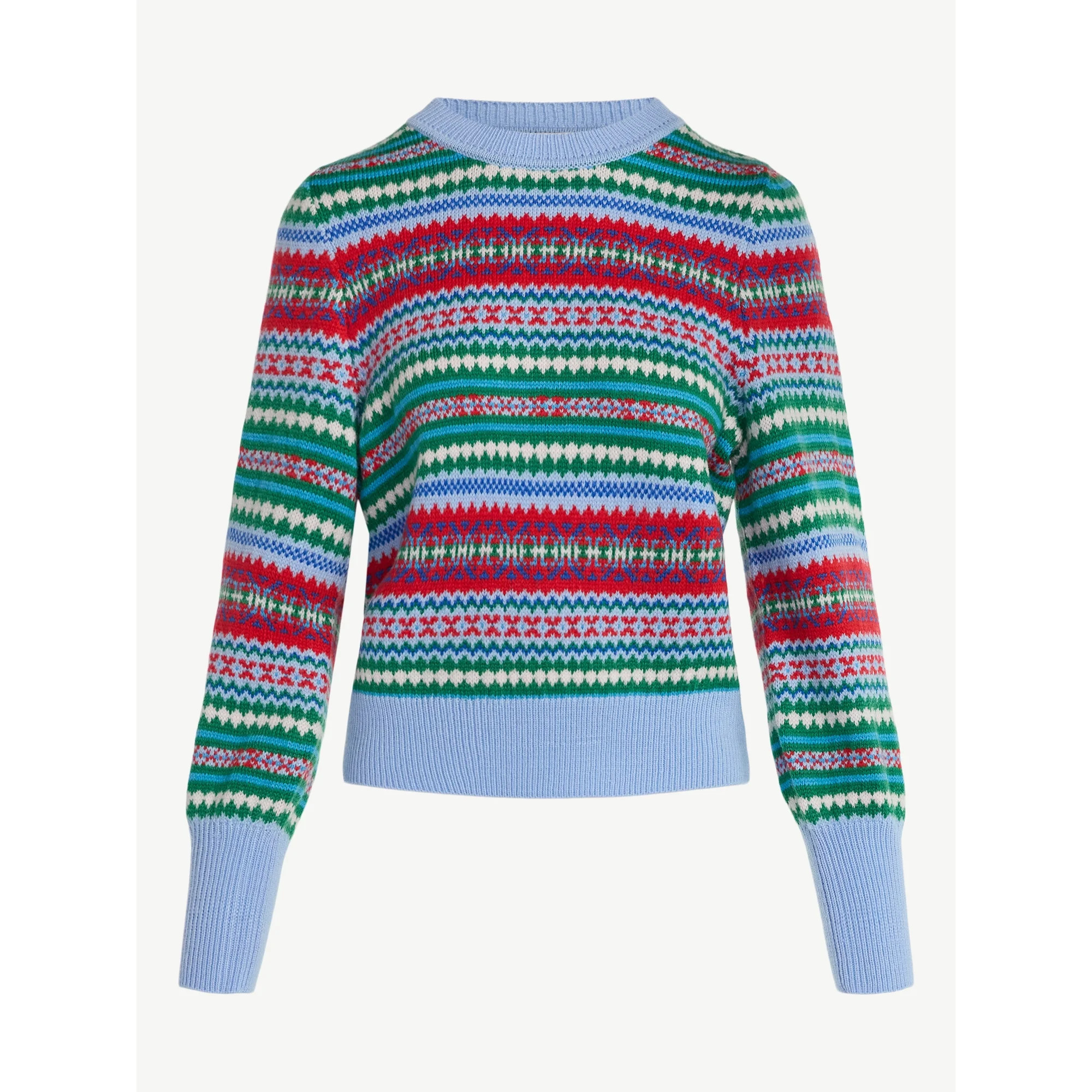 Free Assembly Women's and Women’s Plus Fair Isle Pullover Sweater with Tall Cuffs, Midweight, S... | Walmart (US)