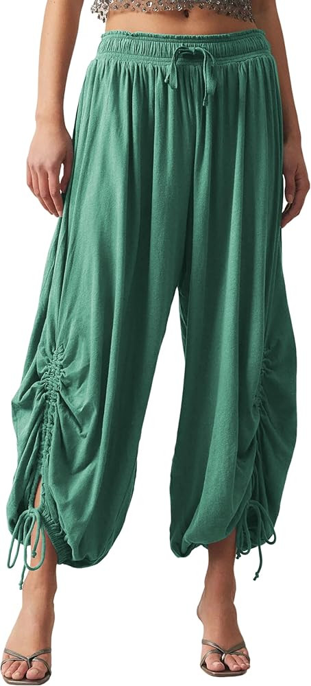 Women's Casual Loose Pants High Waist Sweatpants Drawstring Wide Leg Capri Palazzo Pants Jogger P... | Amazon (US)