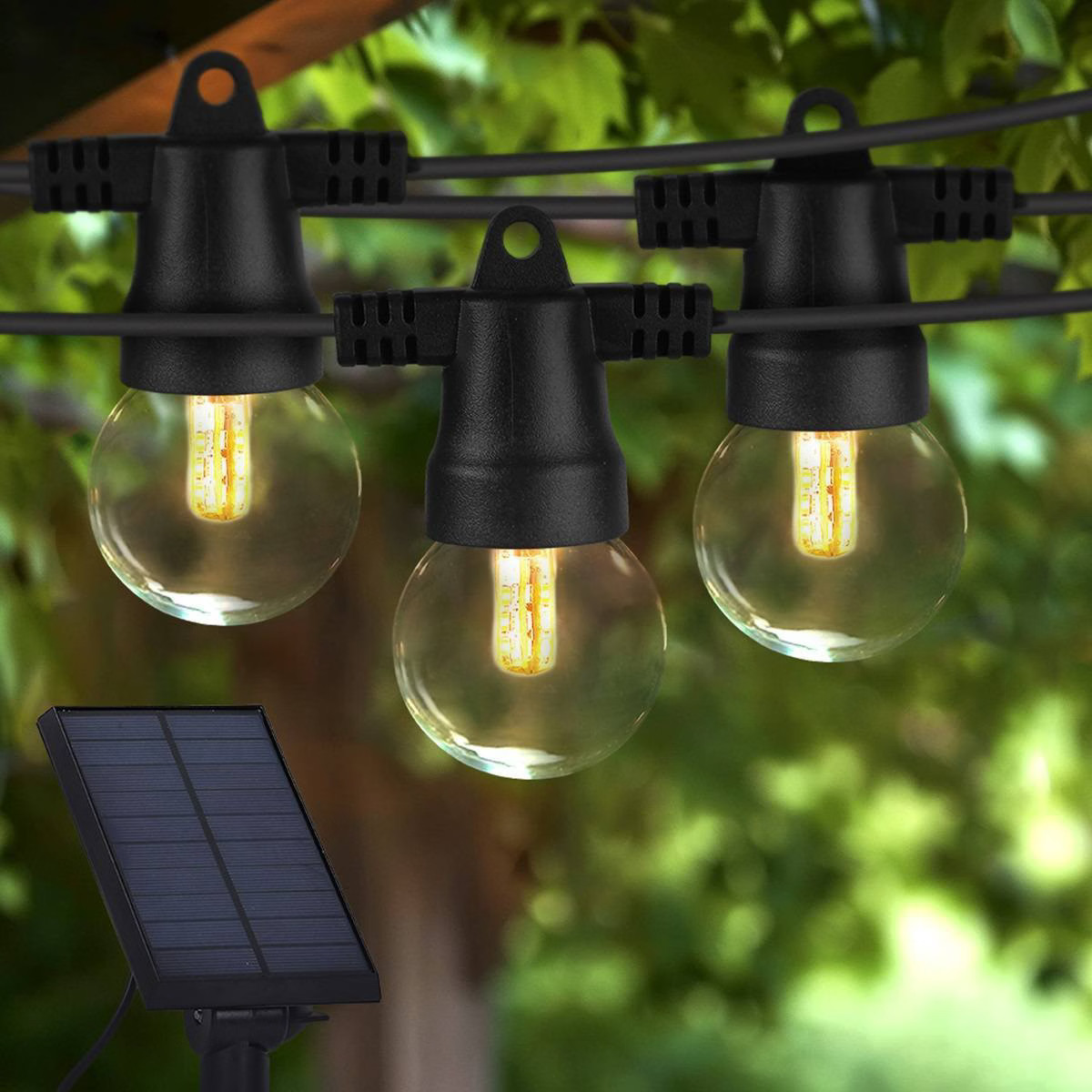 Brightech 12-Bulb LED Ambience Pro Solar 1W 27ft 2700K G40 Outdoor Orb and Globe String Lights Cl... | Target