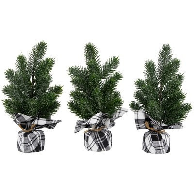Northlight Mini Iced Pine Artificial Christmas Trees - 10" - Set of 3 | Target