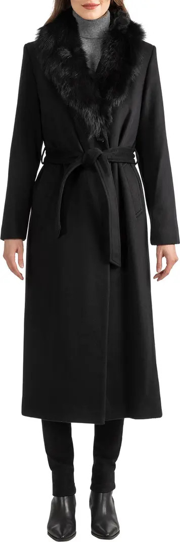 Sofia Cashmere Toscana Genuine Shearling Collar Wool Blend Coat | Nordstromrack | Nordstrom Rack