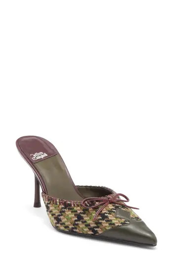 Jeffrey Campbell Clarabelle Pointed Toe Pump in Olive Plaid Combo at Nordstrom Rack, Size 9.5 | Nordstrom Rack