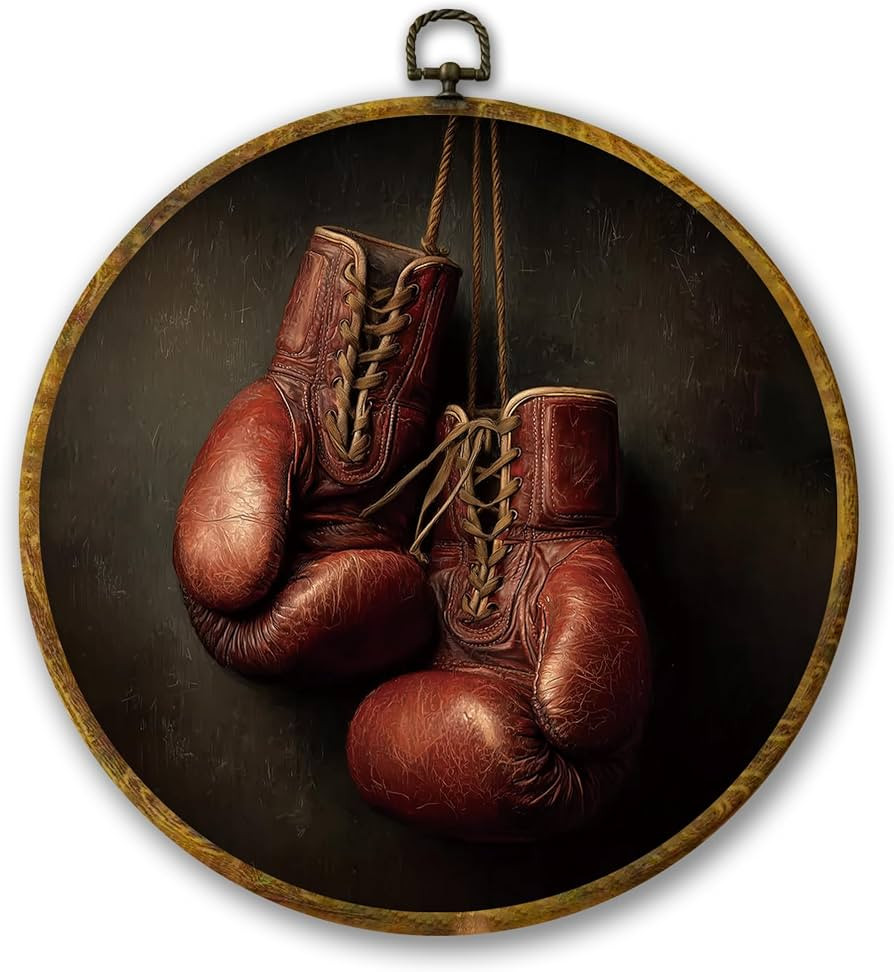 Vintage Red Boxing Gloves Wall Art Decor, Sport Framed Canvas Prints 10x10, Rustic Retro Boxing R... | Amazon (US)
