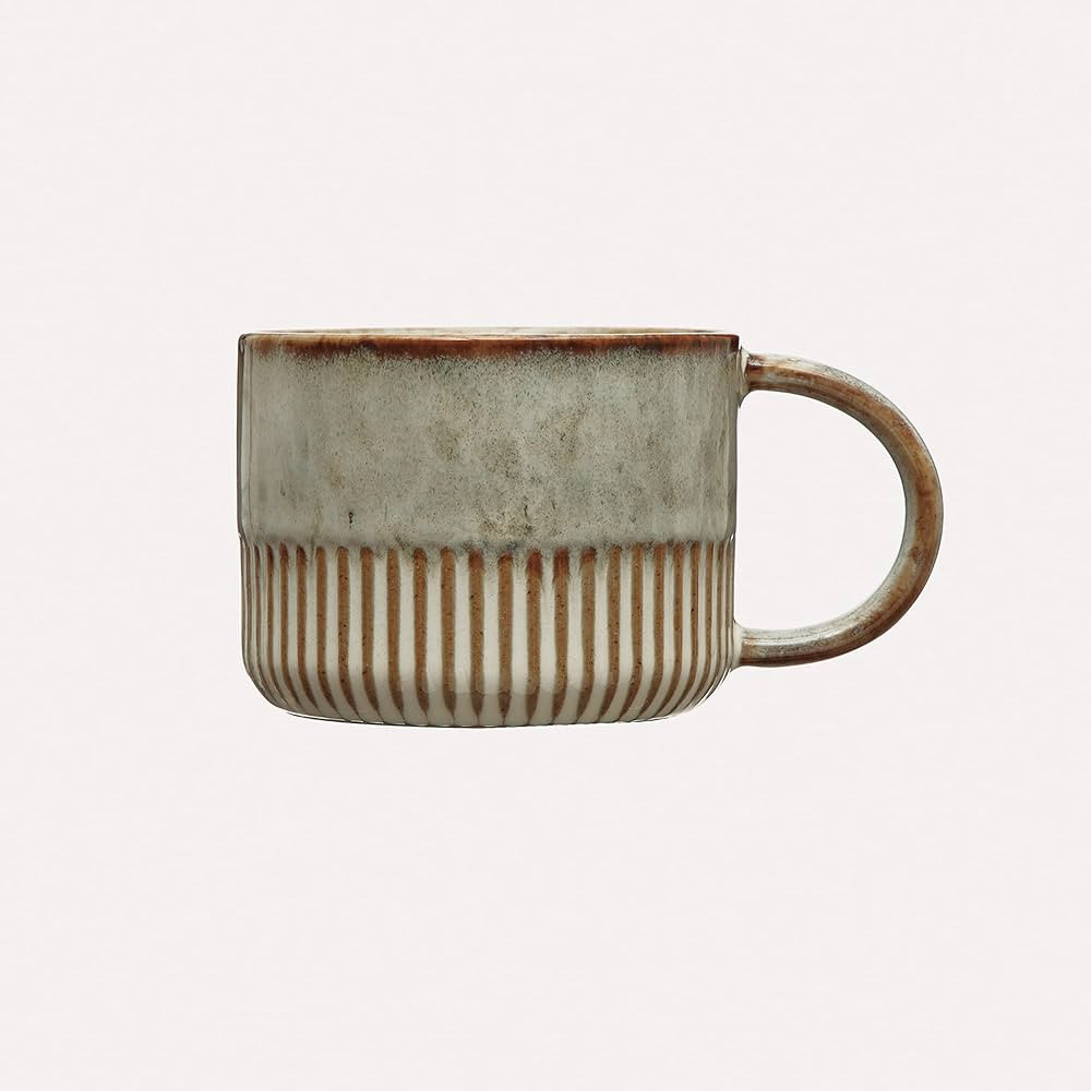 Creative Co-Op Stoneware Mug with Crimped Bottom, Whitewashed Gray Reactive Glaze | Amazon (US)