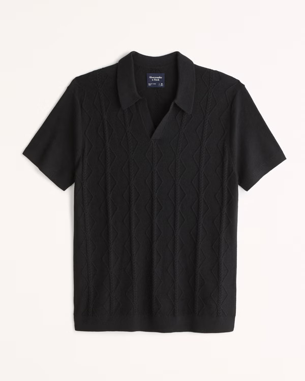 Men's Cable Stitch Sweater Polo | Men's Tops | Abercrombie.com | Abercrombie & Fitch (US)