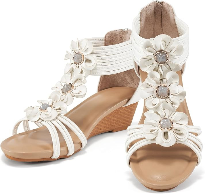 FUDYNMALC Womens Sandals Wedge Shoes: All-Day Comfort Dressy Wedges 2026 with Zipper Open Toe Sum... | Amazon (US)