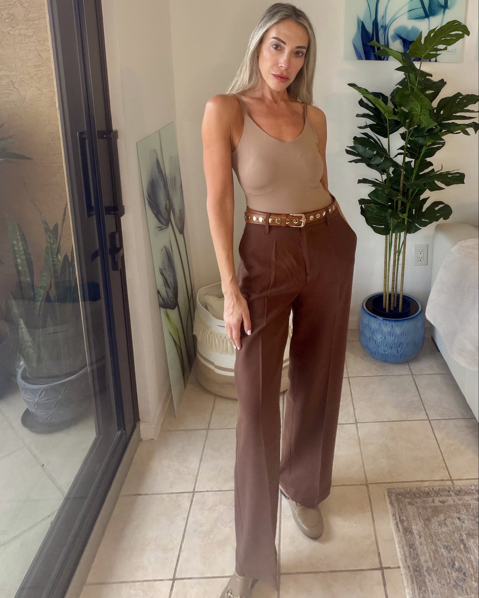 Mango trousers edit ✨ Currently loving these cozy beige tones🤎

#LTKootd #LTKOver40 #LTKWorkwear
