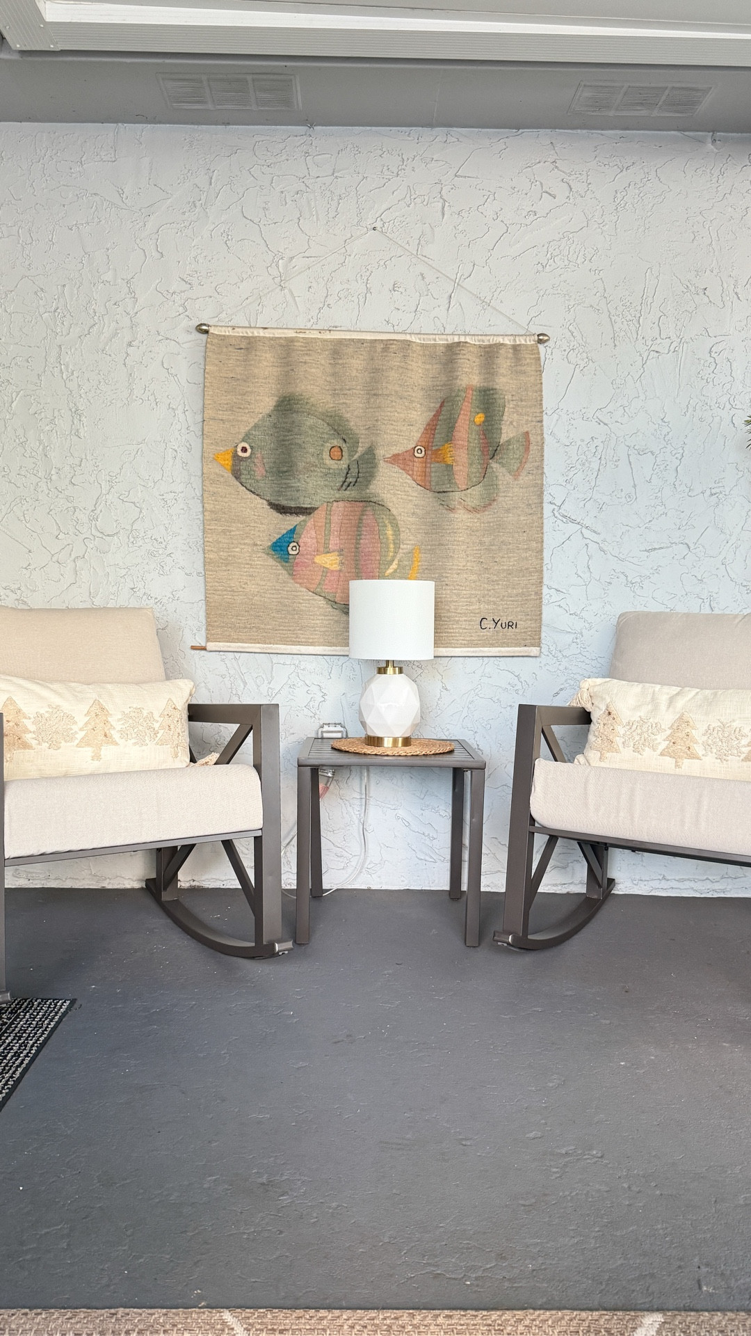 Today I'm styling our Clearwater, FL Airbnb for the holidays! 

I hung a simple wreath and added cozy pillows to these beautiful bronze metal rocking chairs from @udpatioofficial. The soft cream cushions and festive touches make this the perfect spot to relax and soak in a little coastal Christmas charm. 🤍

#uppatio #outdoorliving #patiospace #christmasdecor #airbnbstyle 