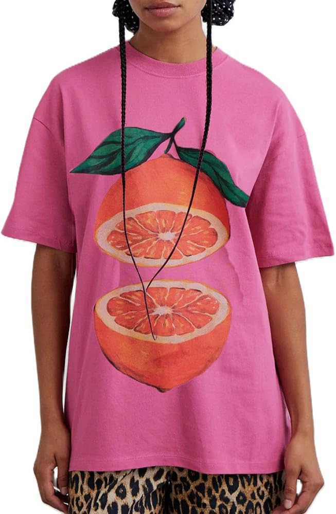 Women Y2k Oversized Graphic Tshirt Fruit Print Crew Neck Summer Casual Short Sleeve Loose Fit Tee... | Amazon (US)