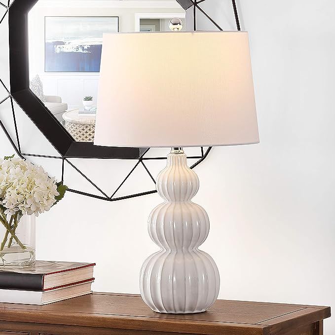 Safavieh Lighting Collection Corina White Triple Gourd Ceramic 26-inch Bedroom Living Room Home O... | Amazon (US)