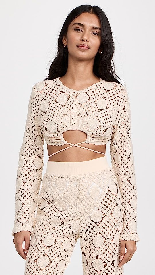 Hira Key Hole Crochet Crop Top | Shopbop