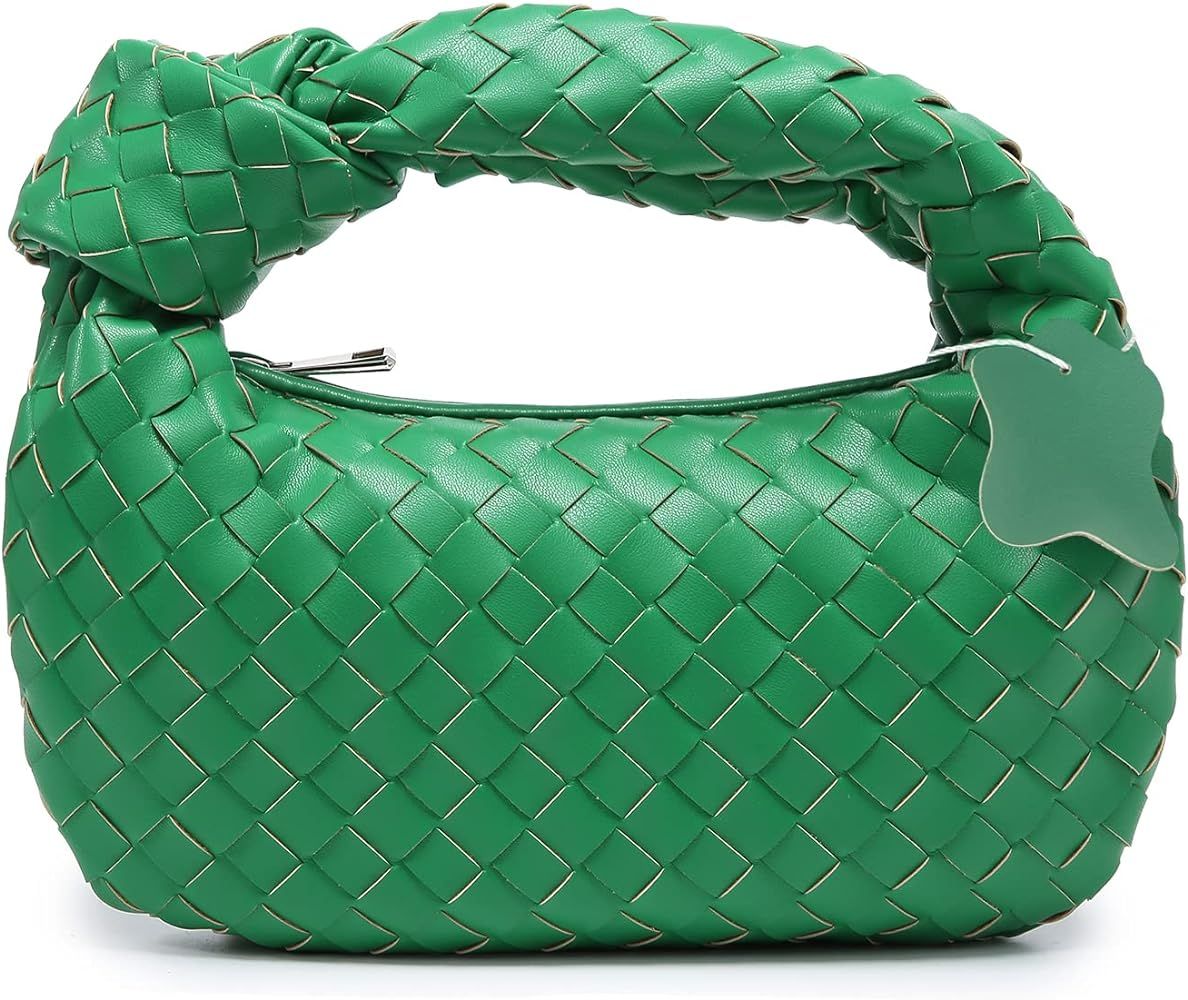 Kowloloo Knoted Women Handbag PU Leather Woven HandBag Fashion Shoulder Bag Purse Woven Handmade Hob | Amazon (US)