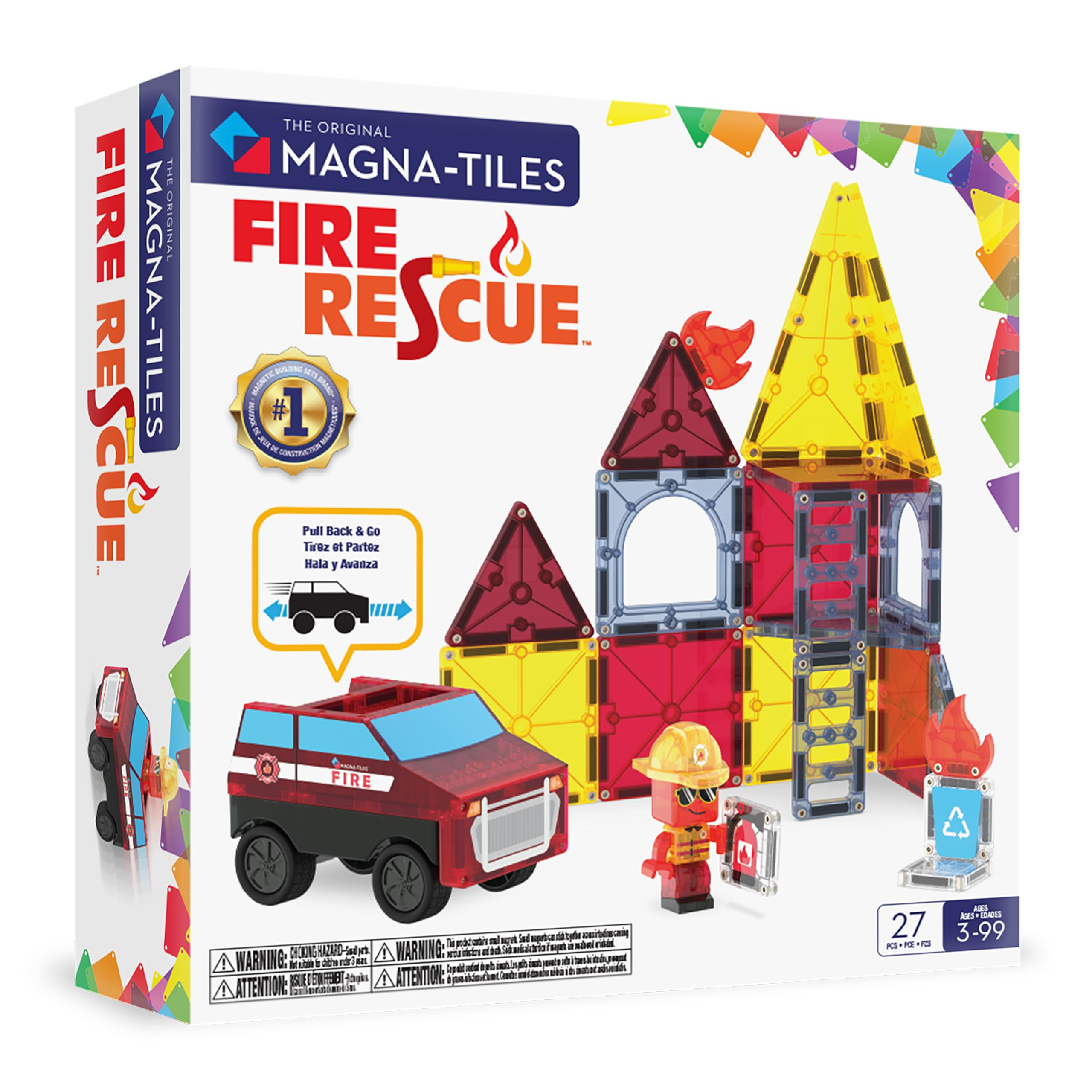 MAGNA-TILES Fire Rescue 27-Piece Magnetic Construction Set, The Original Magnetic Building Brand | Amazon (US)
