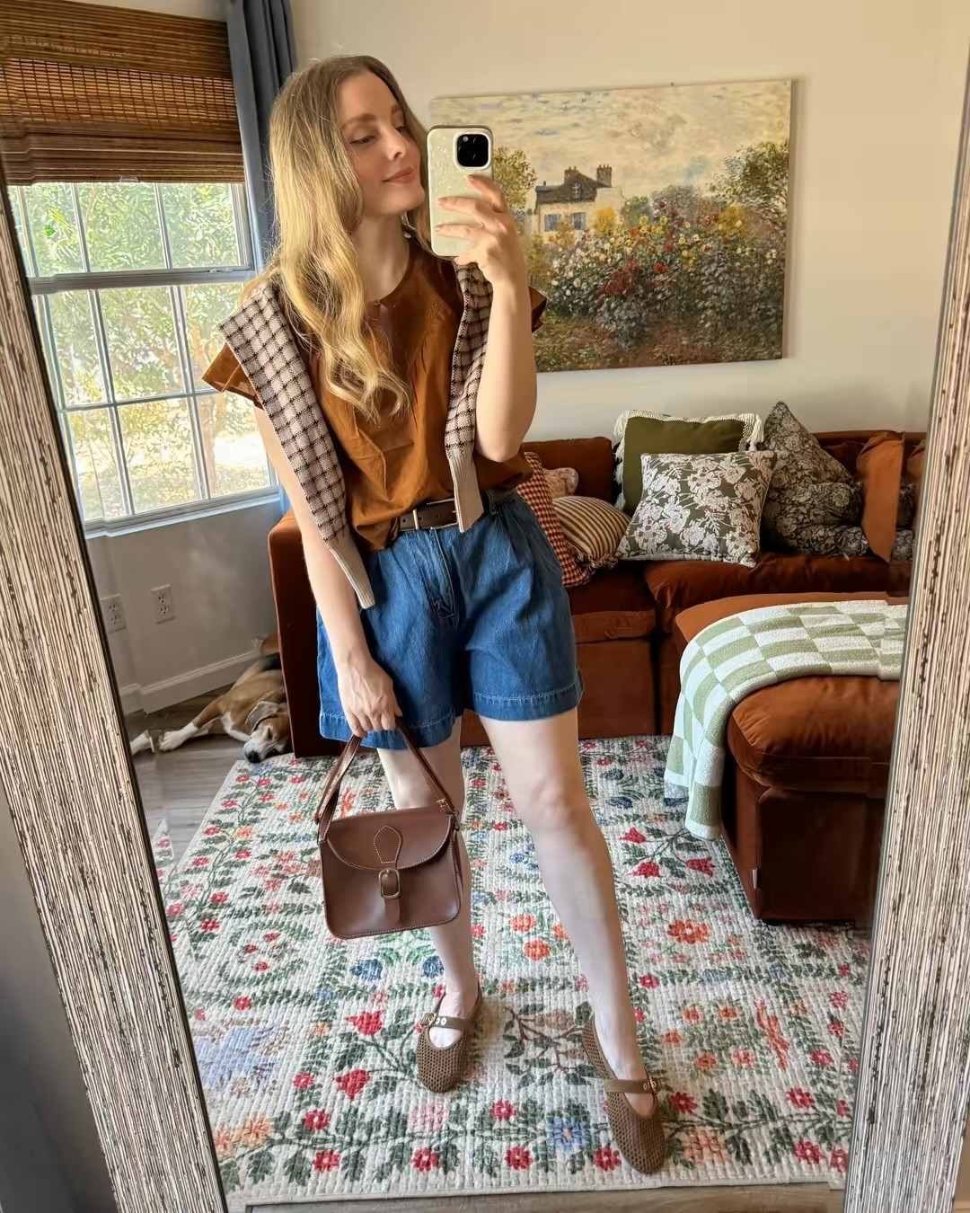 my new fav outfit for early fall! this warm brown top is 100% cotton and sooo cute! shorts are adorable, comfy and flattering. wearing a small in both.

shoes are tts and very comfy!

#LTKSeasonal #LTKSaleAlert #LTKootd