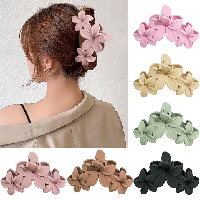 Large Flower Hair Clips for Women, Flower Hair Claw Clips for Thick Hair, Nonslip Hawaiian Hair c... | Amazon (US)