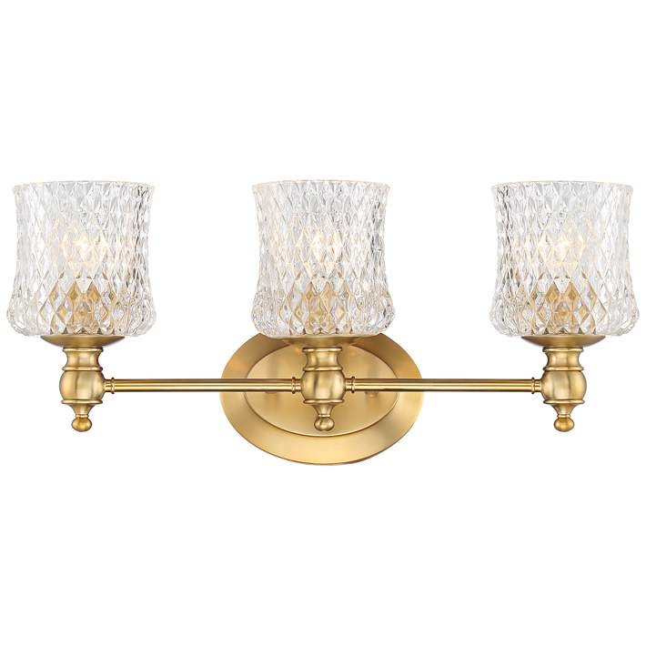 Stiffel 23 1/4" Wide Romanov Warm Brass 3-Light Wall Light - #78V71 | Lamps Plus | Lamps Plus