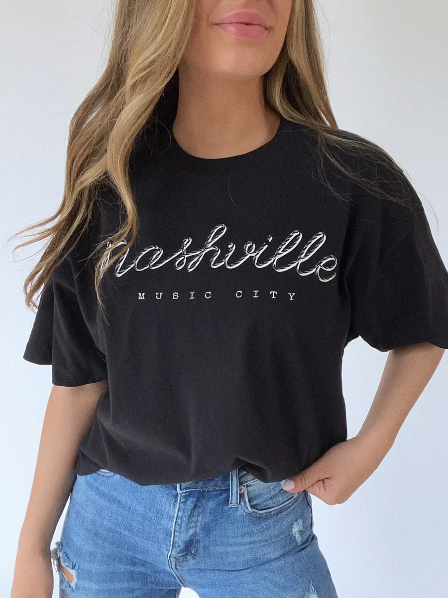Black Nashville Music City Graphic Tee | Willow Boutique