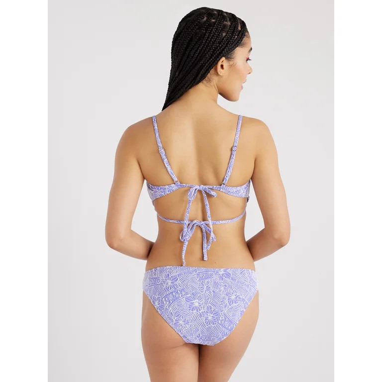 No Boundaries Juniors’ Floral Jacquard Bralette Bikini Top, Periwinkle, Sizes XS-XXL | Walmart (US)