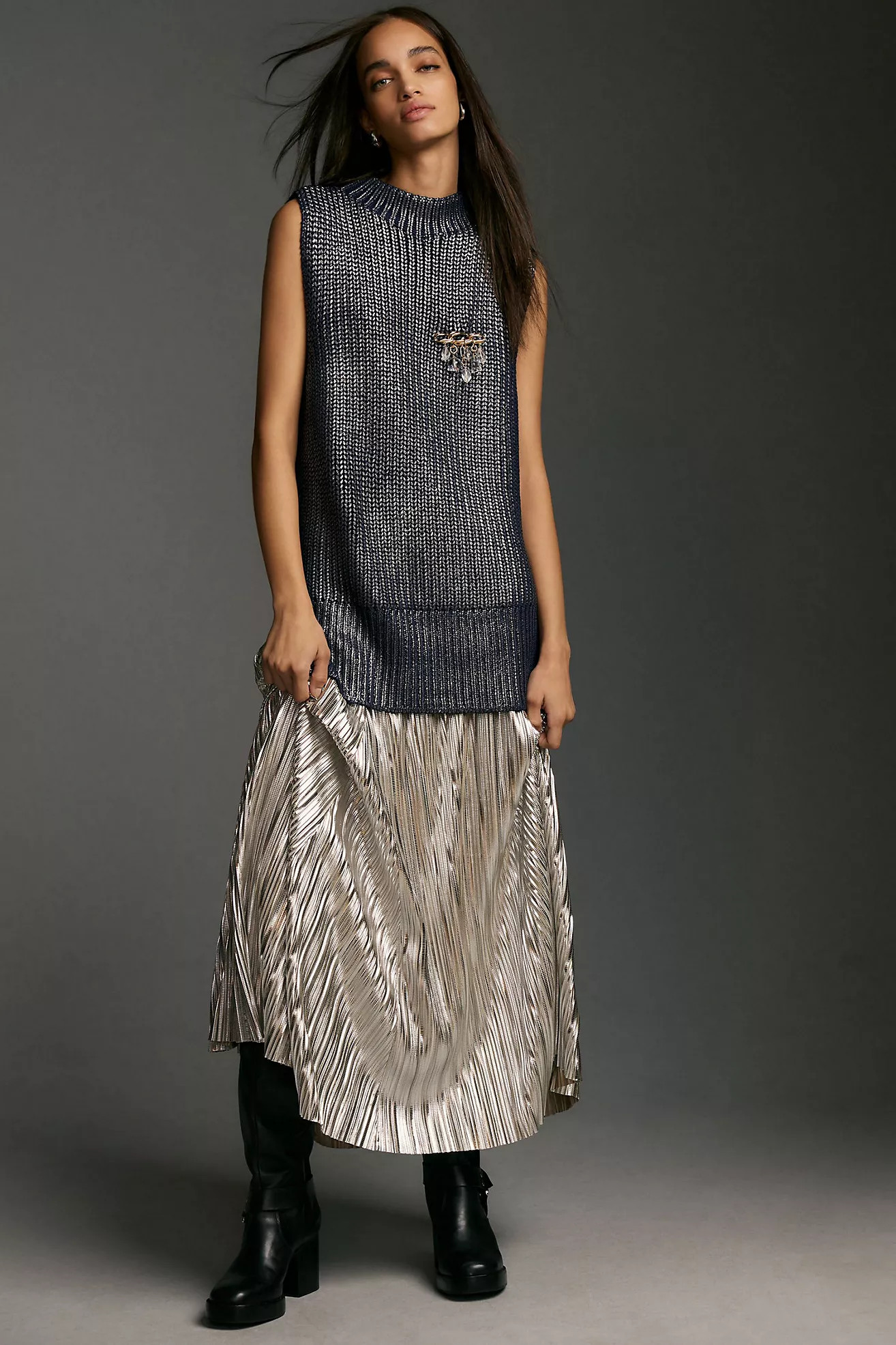 Pilcro Oversized Foil Sweater Vest | Anthropologie (US)