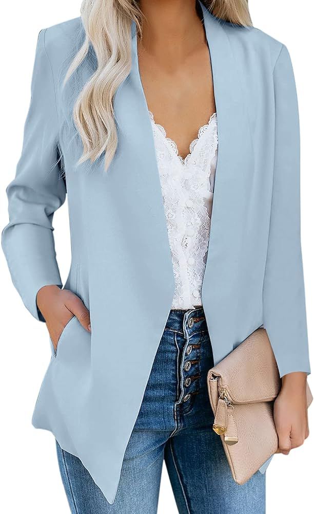 GRAPENT Women's Open Front Business Casual Pockets Work Office Blazer Jacket Suit | Amazon (US)