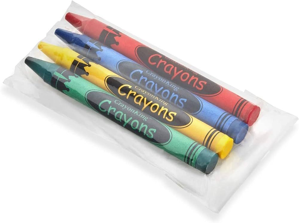 CrayonKing 25 Sets of 4-Packs in Cello (100 total bulk Crayons) Restaurants, Party Favors, Birthd... | Amazon (US)