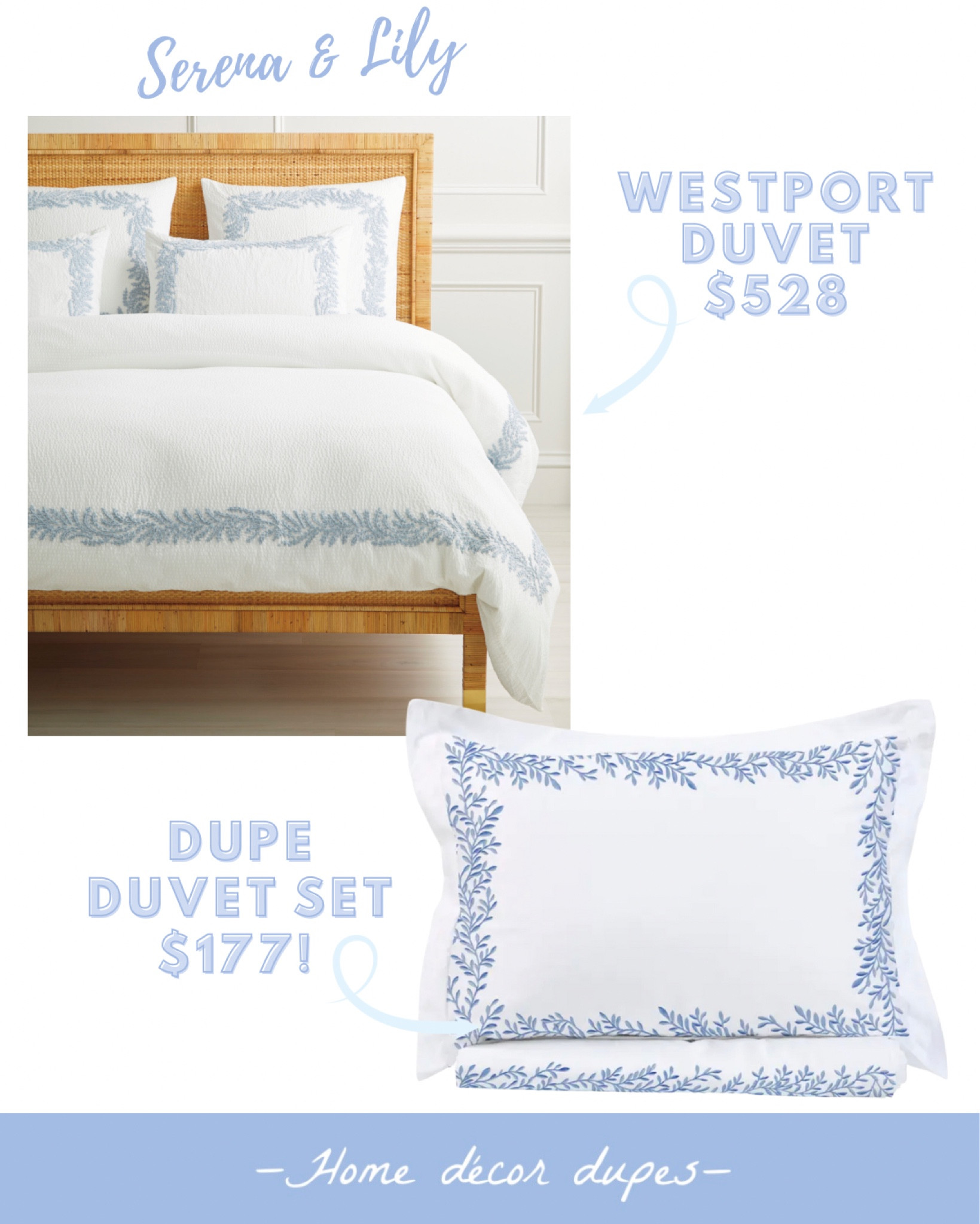 ✨New Dupe Alert!✨ finally found a decent dupe for Serena & Lily’s Westport bedding in the white option!! 😍

Not exactly the same, but definitely the look for less at $177 + free shipping for a king duvet cover & 2 shams vs. S&L $528 for just the duvet cover!

The dupe is available in two other colors too!! More dupe bedding linked 🤍

#LTKFind #LTKhome #LTKsalealert